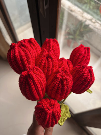 Crochet Red Tulip