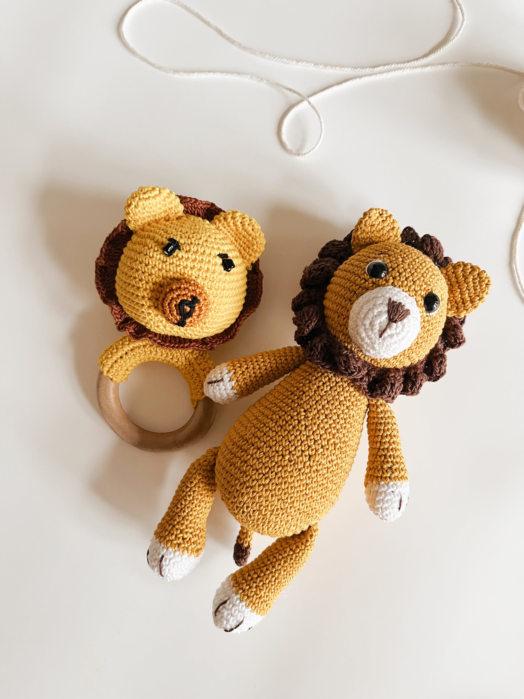 Crochet Lion and Rattle set