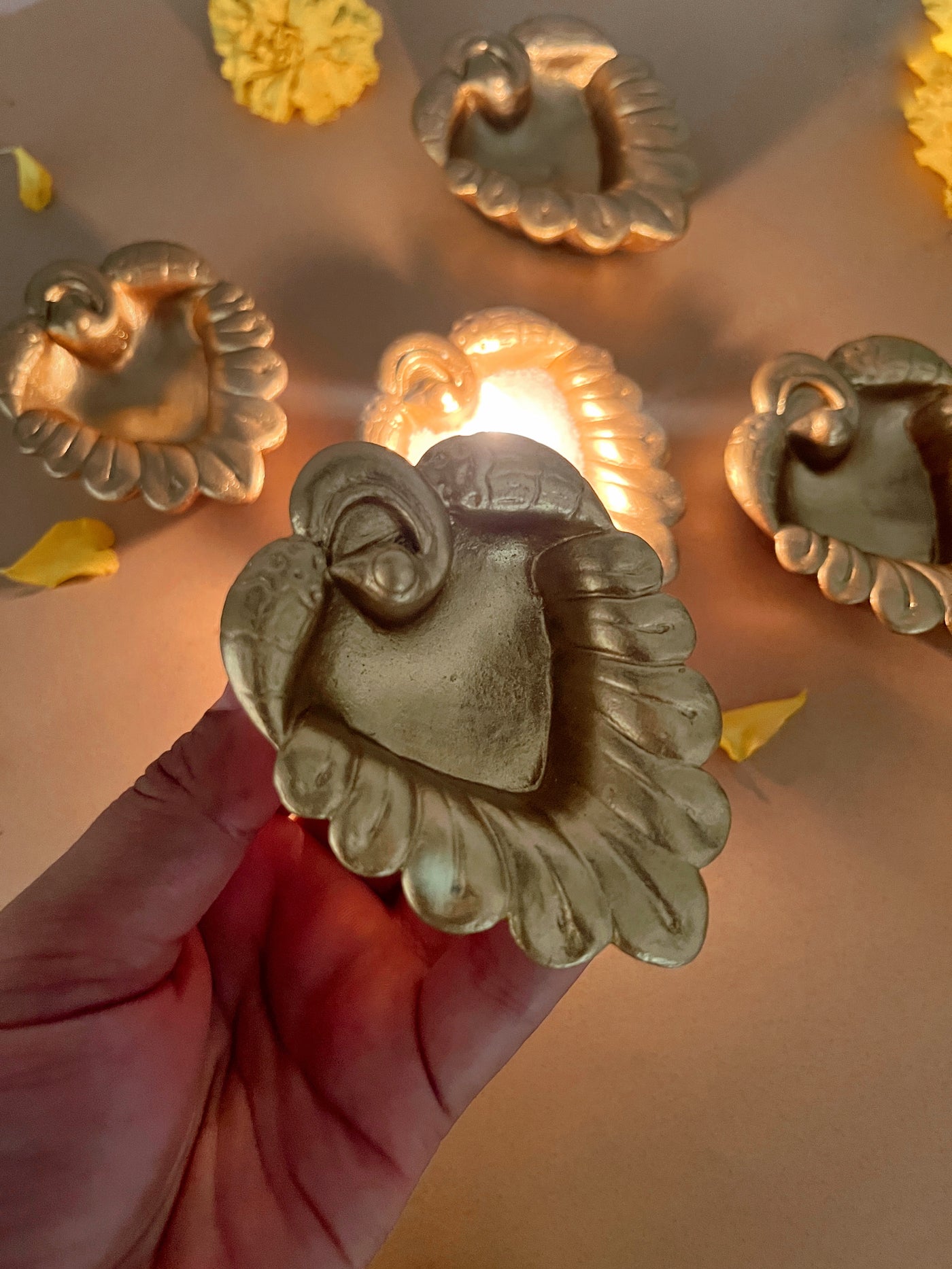Peacock Diya set of 3