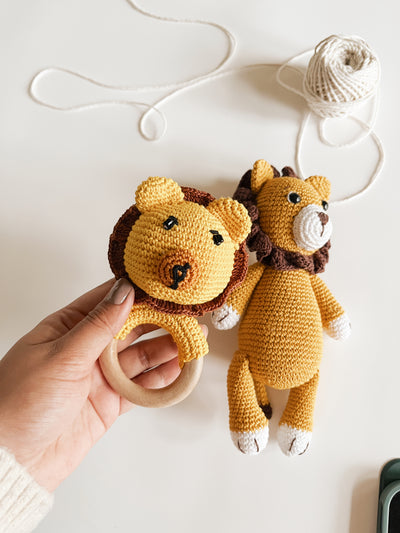 Crochet Lion and Rattle set