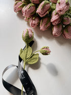 Crochet Flower - Pink rose with Bud