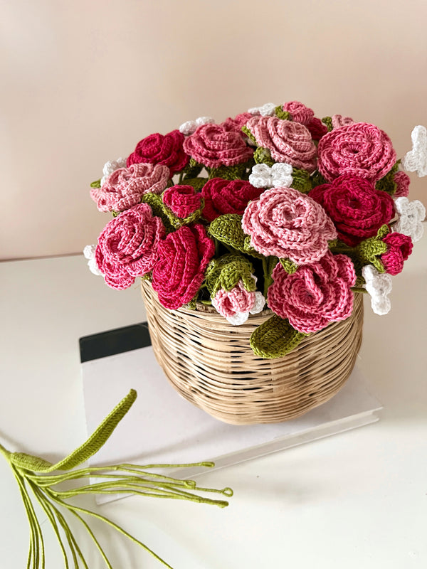Crochet Rose Basket