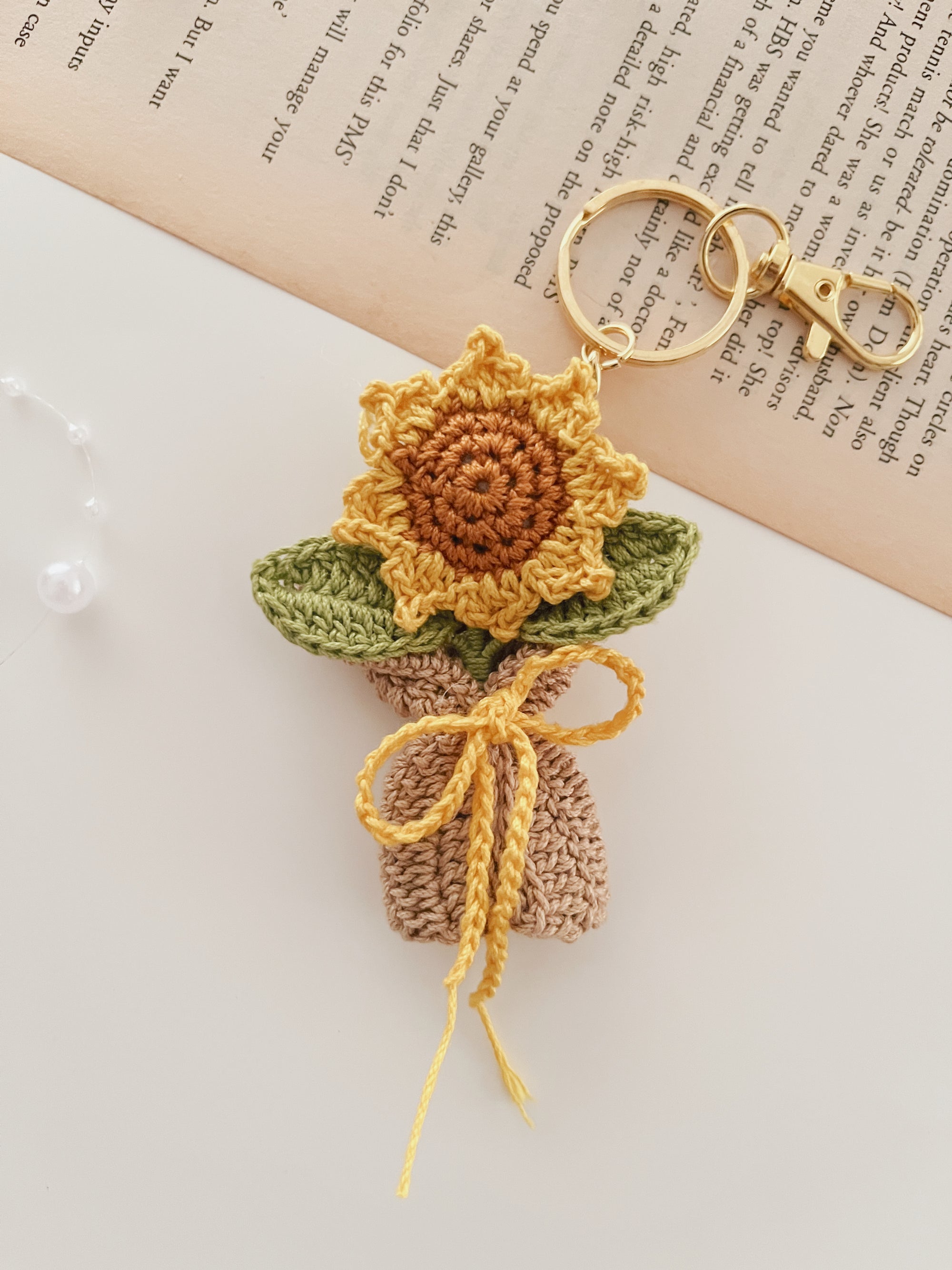 Crochet Wraped Sunflower Keychain