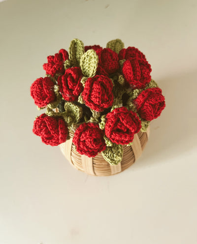 Crochet Rosette Cane Basket