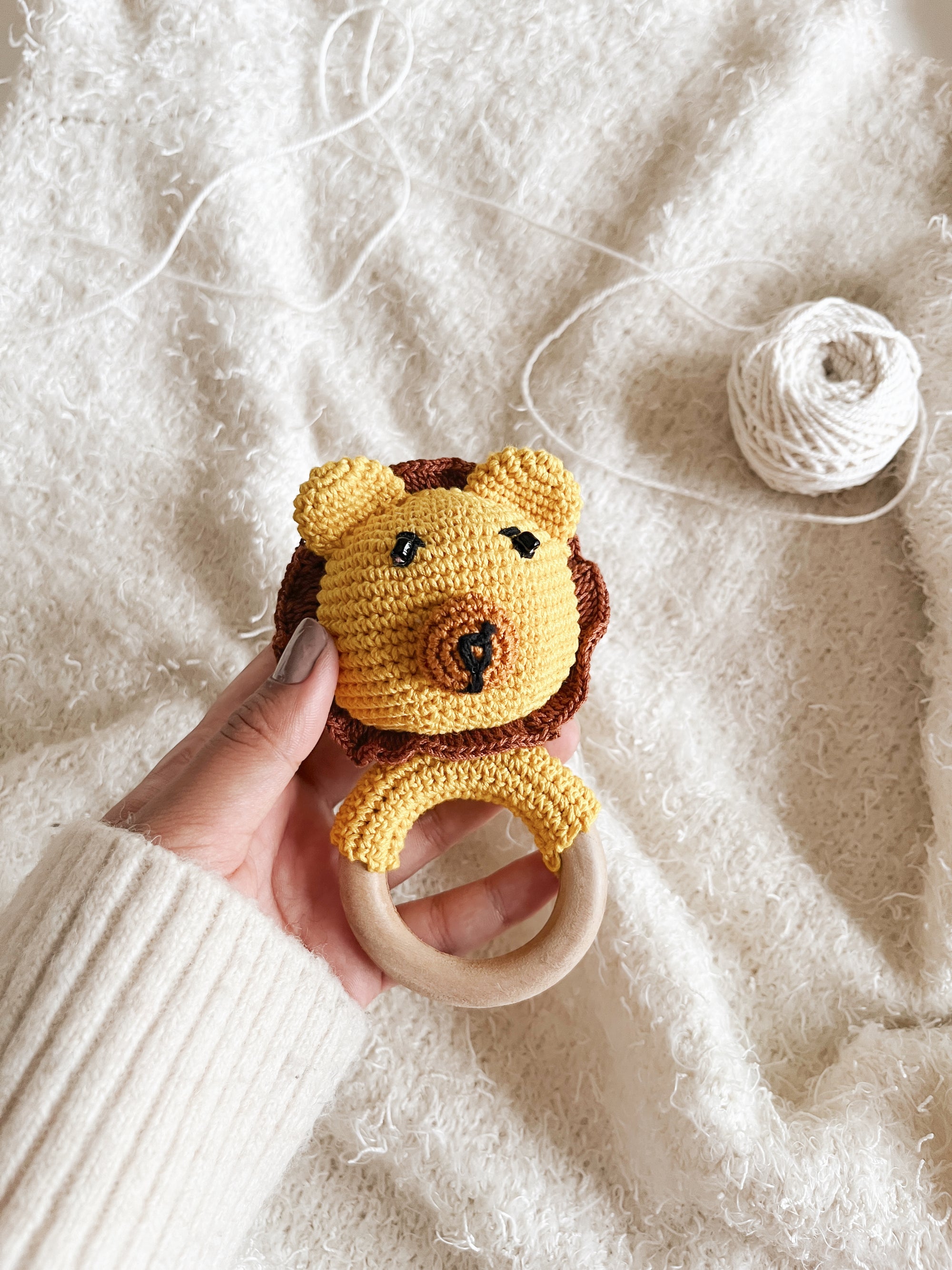 Crochet Lion and Rattle set