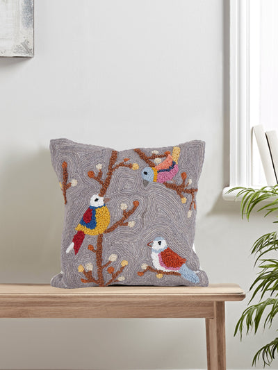 Three Birds Embroidered Cushion
