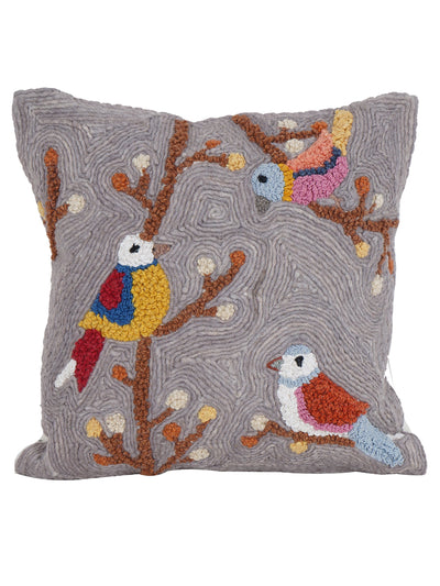 Three Birds Embroidered Cushion