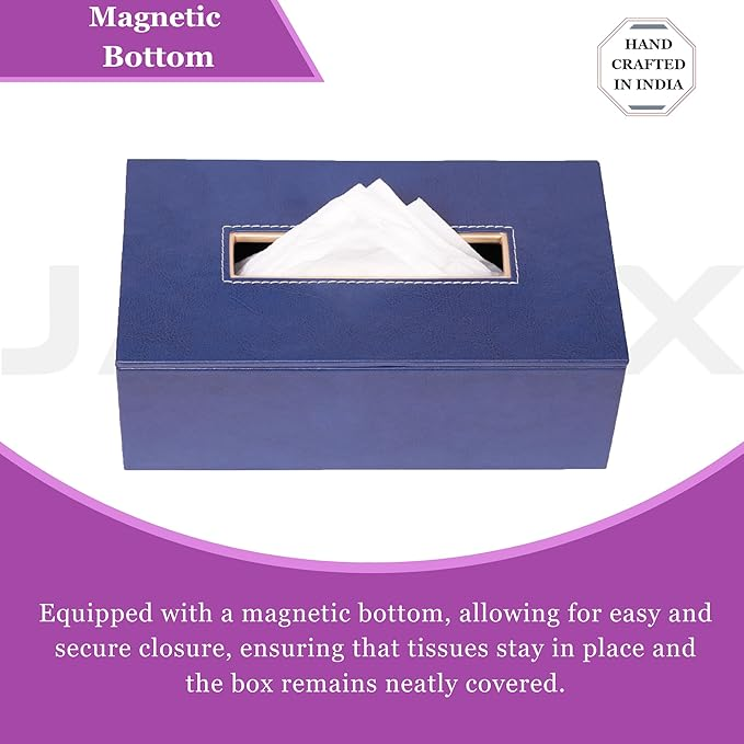 Leather Tissue Box- Navy Blue