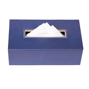 Leather Tissue Box- Navy Blue