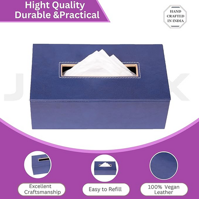 Leather Tissue Box- Navy Blue