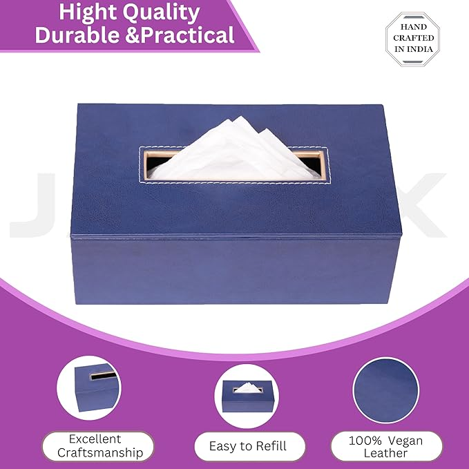 Leather Tissue Box- Navy Blue