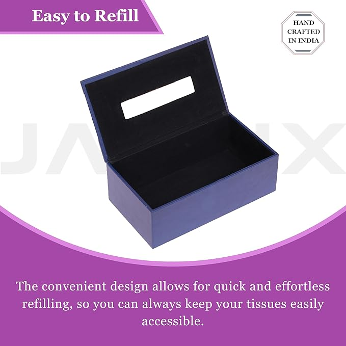 Leather Tissue Box- Navy Blue