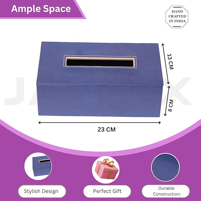 Leather Tissue Box- Navy Blue