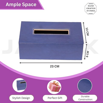 Leather Tissue Box- Navy Blue