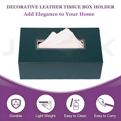 Leather Tissue Box-Bottle Green