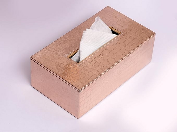 Leather Tissue Box-Rose Gold