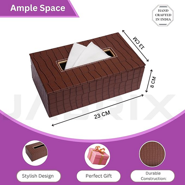 Leather Tissue Box-Tan Brown