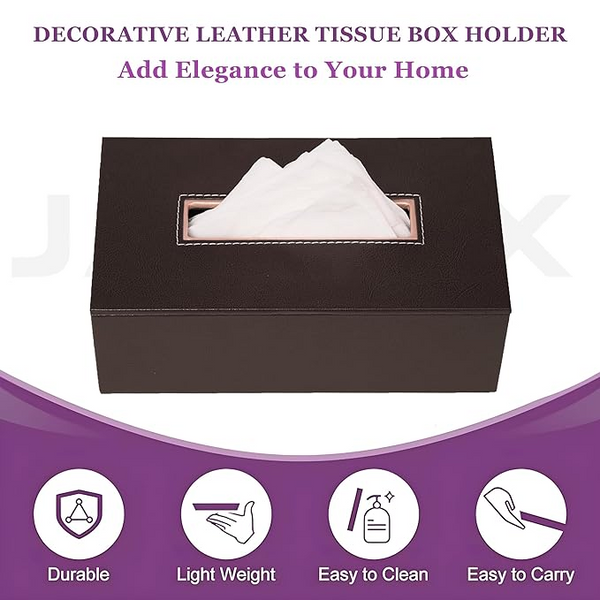 Leather Tissue Box- Black