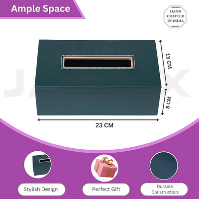 Leather Tissue Box-Bottle Green