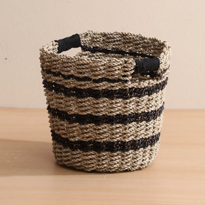 SEAGRASS PLANTER BASKET BLACK NATURAL