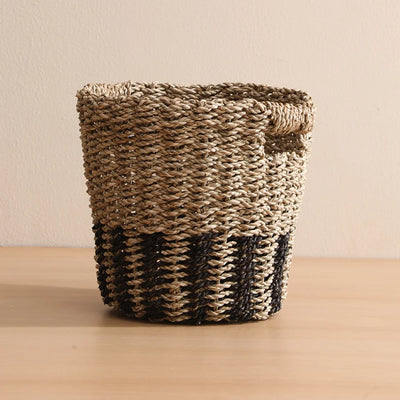 SEAGRASS PLANTER BASKET BLACK NATURAL