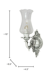 Traditional Swan Single Wall Lamp in Antique White with Fluted Glass Shade