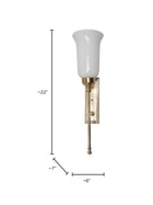 Transitional Antique Brass Long Wall Sconce with Milky Glass Shade