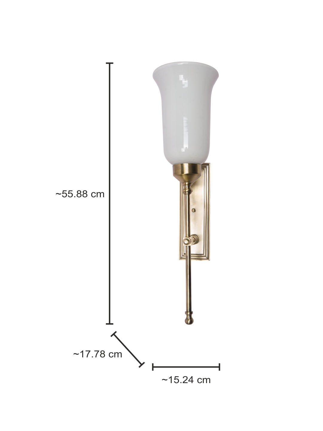Transitional Antique Brass Long Wall Sconce with Milky Glass Shade