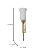Transitional Antique Brass Long Wall Sconce with Milky Glass Shade
