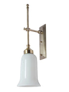 Transitional Antique Brass Long Wall Sconce with Milky Glass Shade