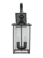 Transitional Black 2-Lights Glass Outdoor Hanging Wall Lamp