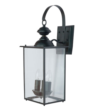 Transitional Black 2-Lights Glass Outdoor Hanging Wall Lamp