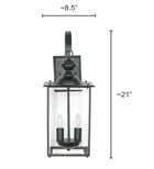 Transitional Black 2-Lights Glass Outdoor Hanging Wall Lamp