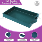 Vegan Leather Rectangular Serving Tray with Handles-Bottle Green