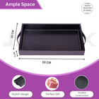 Vegan Leather Rectangular Serving Tray with Handles-Black