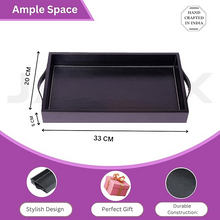 Vegan Leather Rectangular Serving Tray with Handles-Black