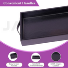 Vegan Leather Rectangular Serving Tray with Handles-Black
