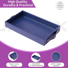Vegan Leather Rectangular Serving Tray with Handles Blue