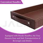 Vegan Leather Rectangular Serving Tray with Handles_Walnut Brown