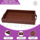 Vegan Leather Rectangular Serving Tray with Handles_Walnut Brown