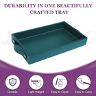 Vegan Leather Rectangular Serving Tray with Handles-Bottle Green
