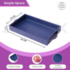 Vegan Leather Rectangular Serving Tray with Handles Blue
