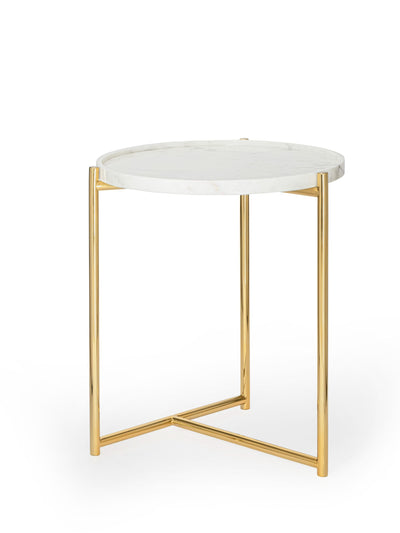 Tri metal Table - White Marble Top