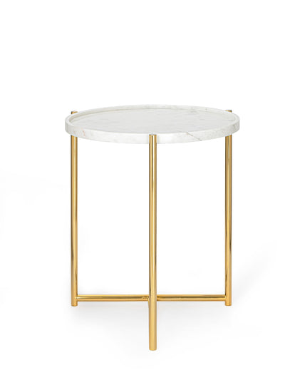 Tri metal Table - White Marble Top