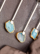 Agate & Metal Cake Server Knife - Silver