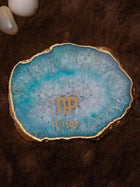 Turquoise Agate Zodiac Sign Virgo Table Coaster