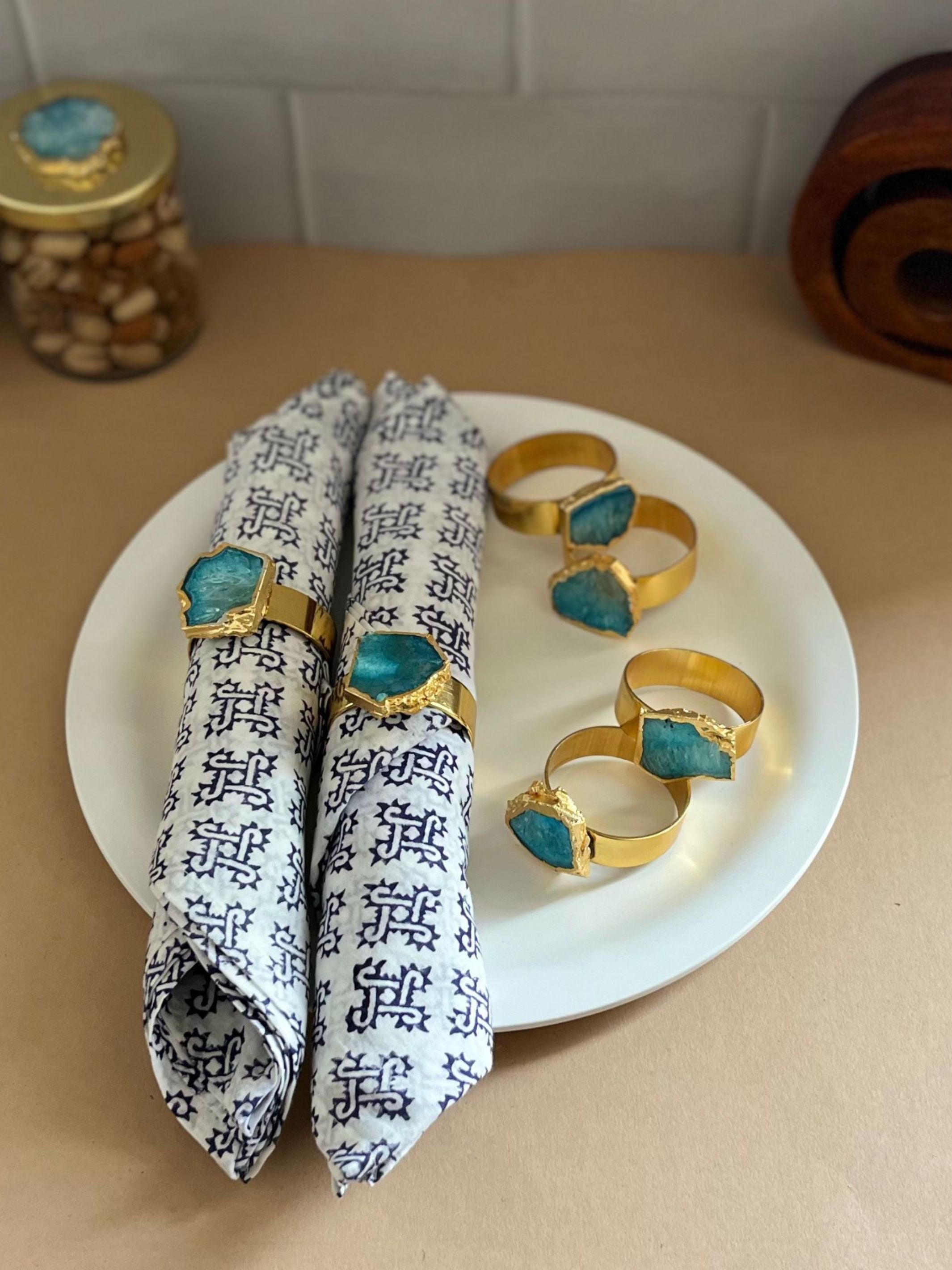 Crystal Agate Napkin Rings Set of 6