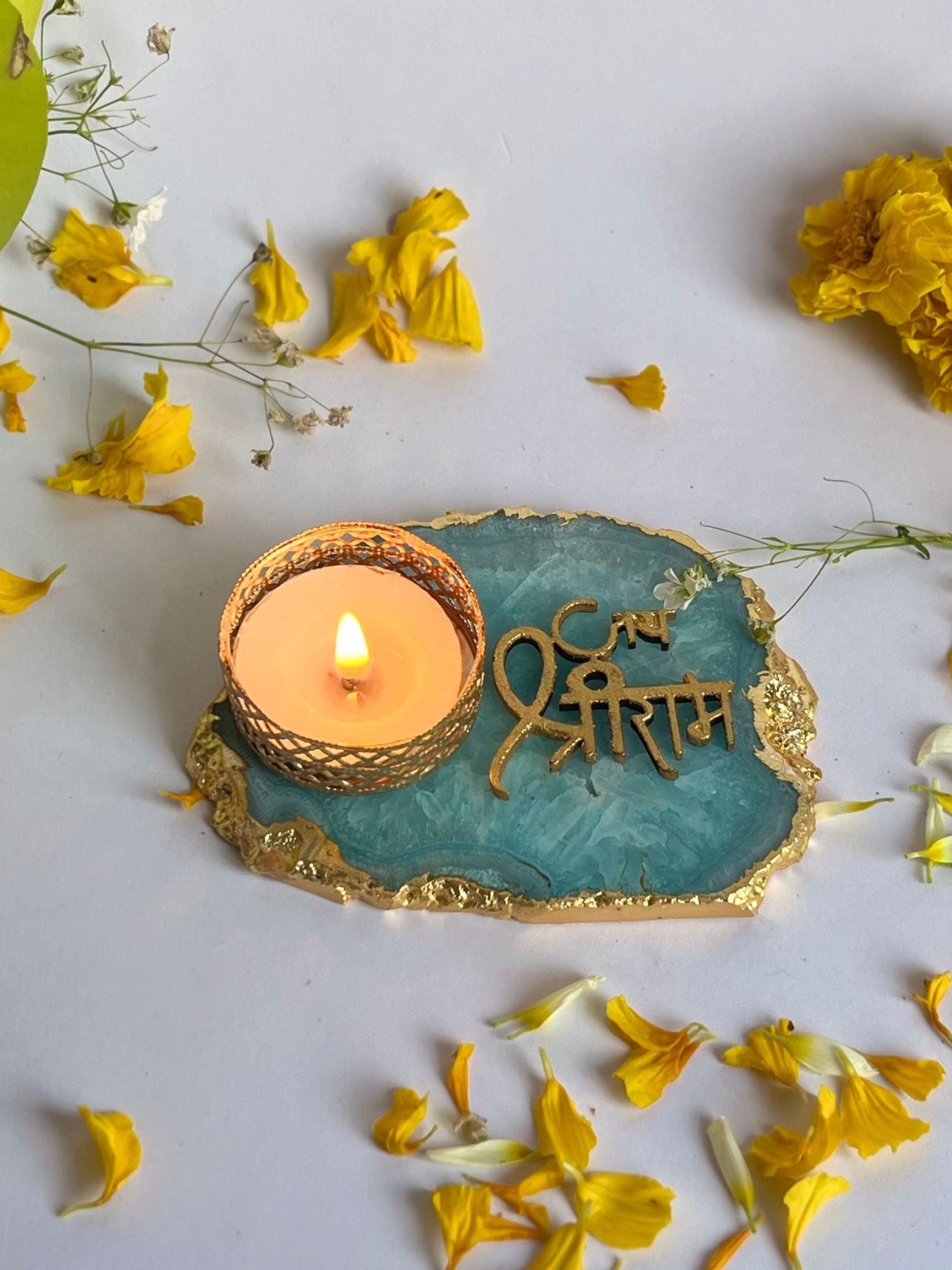 Jai Shree Ram Tea Light Candle Holder Set of 2