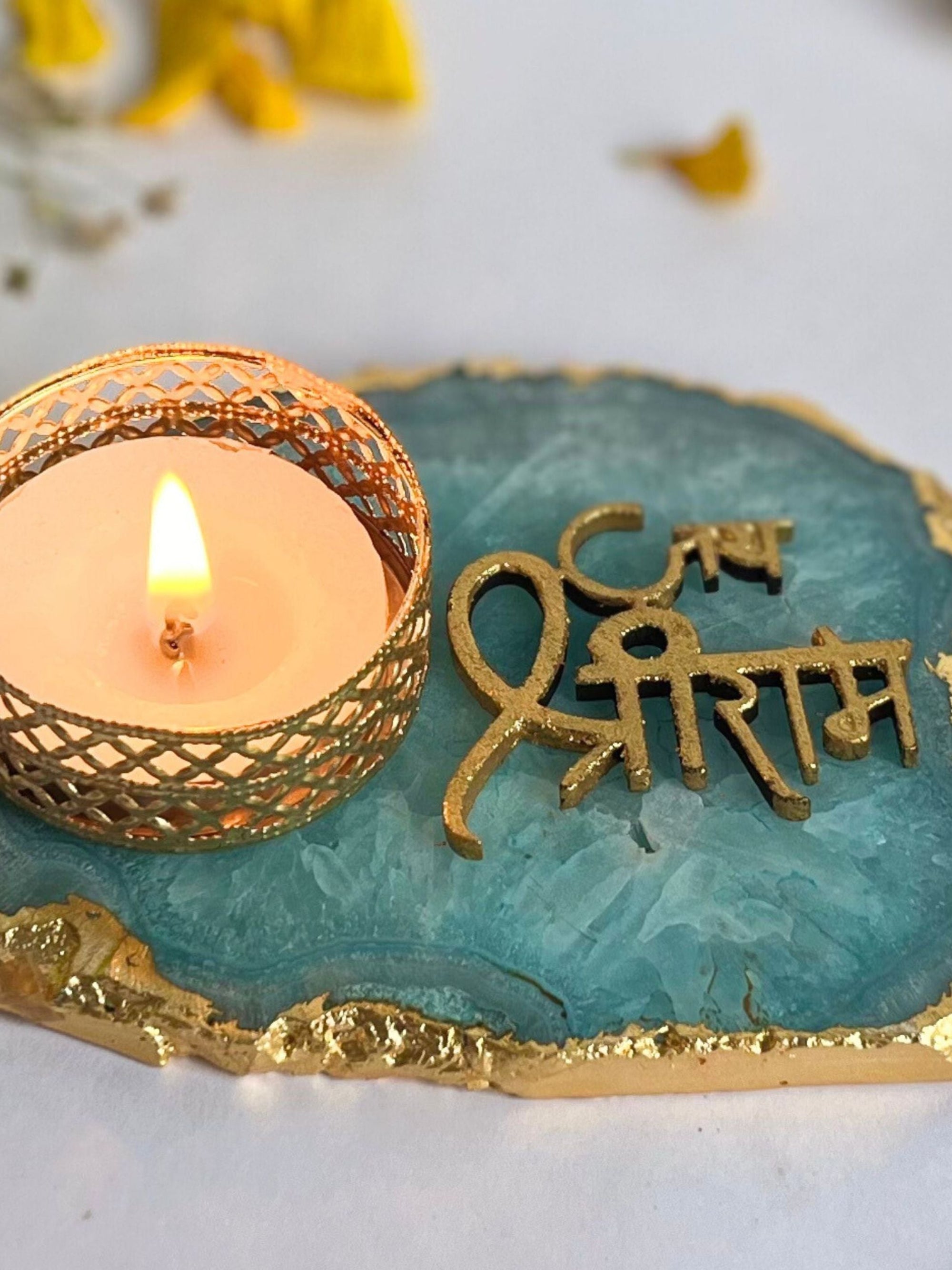 Jai Shree Ram Tea Light Candle Holder Set of 2