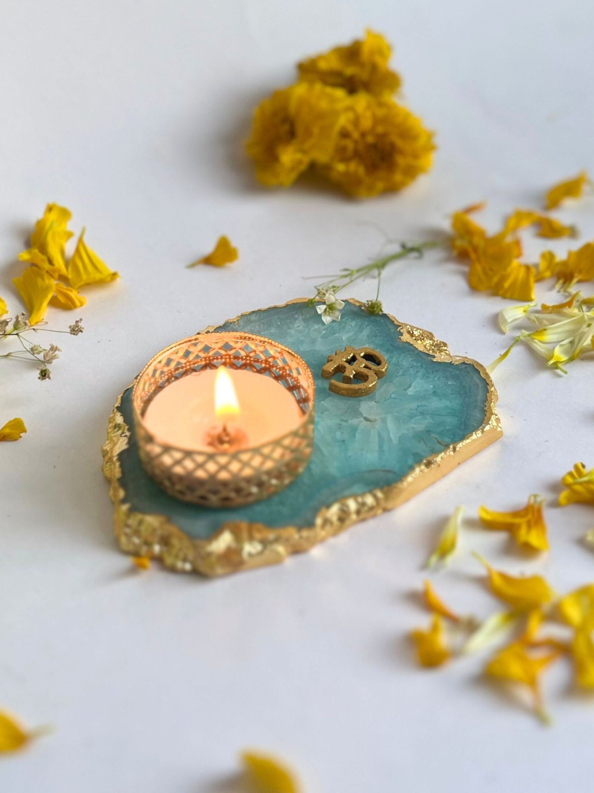 OM Tea Light Candle Holder Set of 2